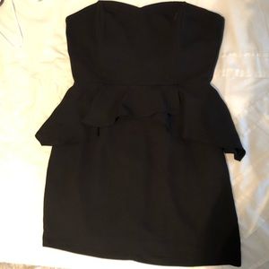 Black strapless peplum dress